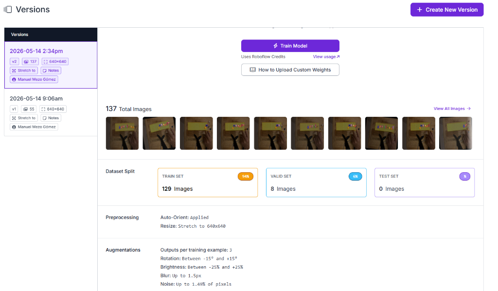 Roboflow dataset version configuration dashboard